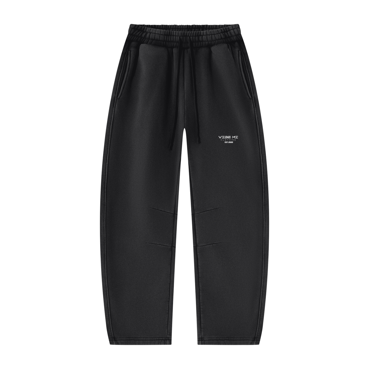 A Vibe Unisex Vintage Wash Barrel Leg Fleece Sweatpants