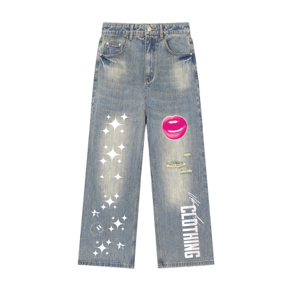 New ,Legwear ,Denim,Denim Jeans ,Women's Jeans,Unisex Denim,Graphic jeans,Streetwear,Fashion,Wide legged jeans 