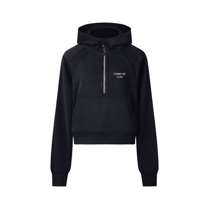 Vibe Mi Clothing Cropped Half-Zip Hoodie