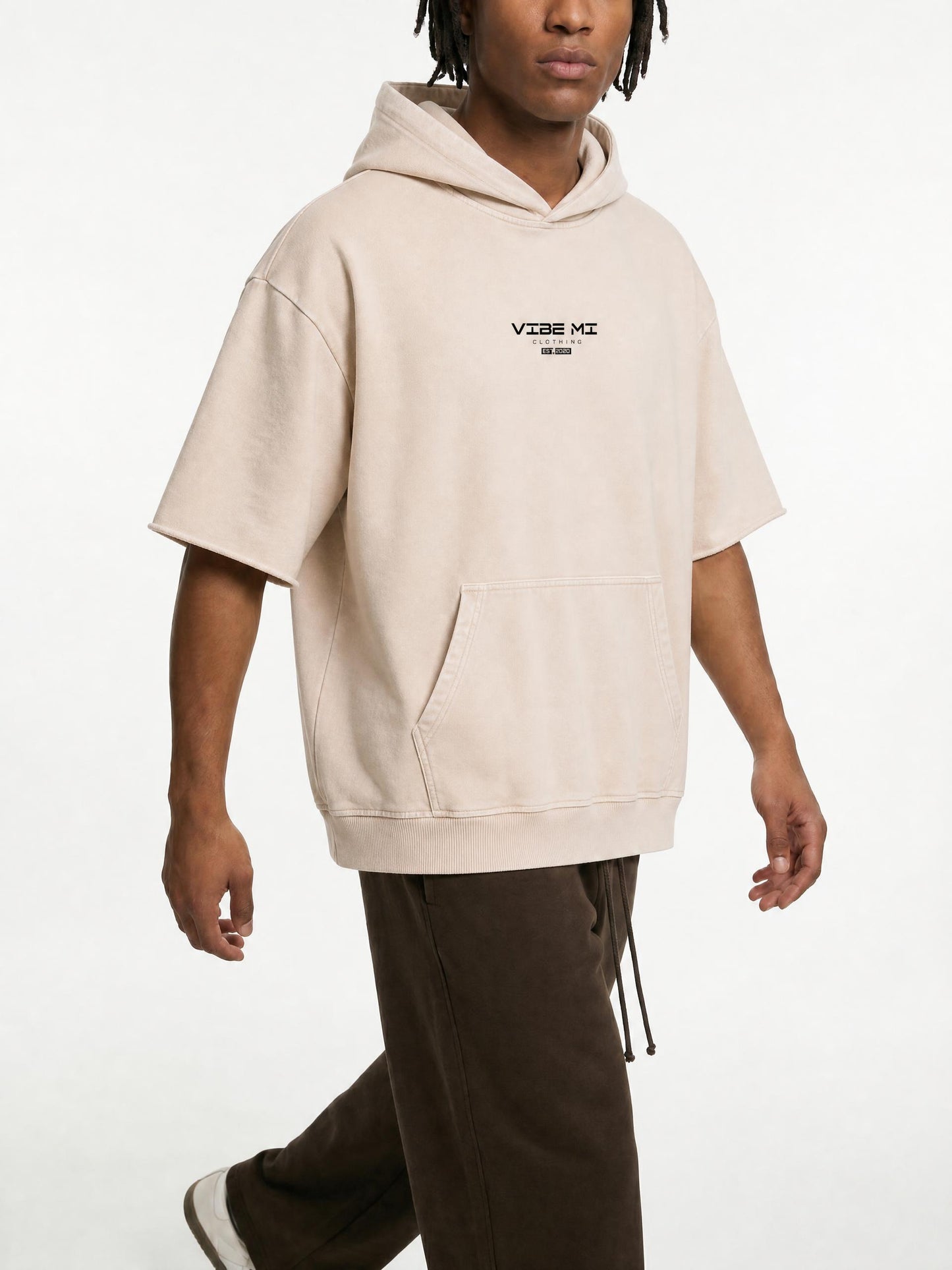Vibe Mi Clothing Mineral Wash Short Sleeve Hoodie