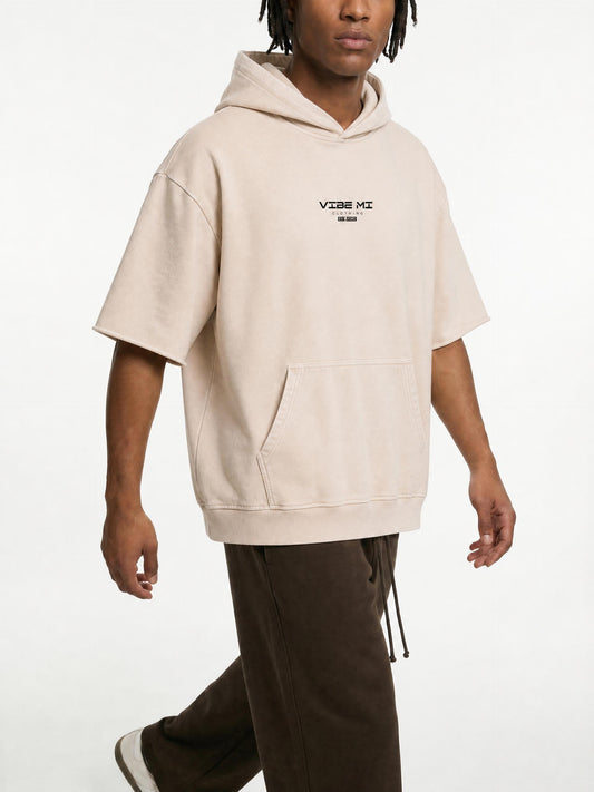 Vibe Mi Clothing Mineral Wash Short Sleeve Hoodie