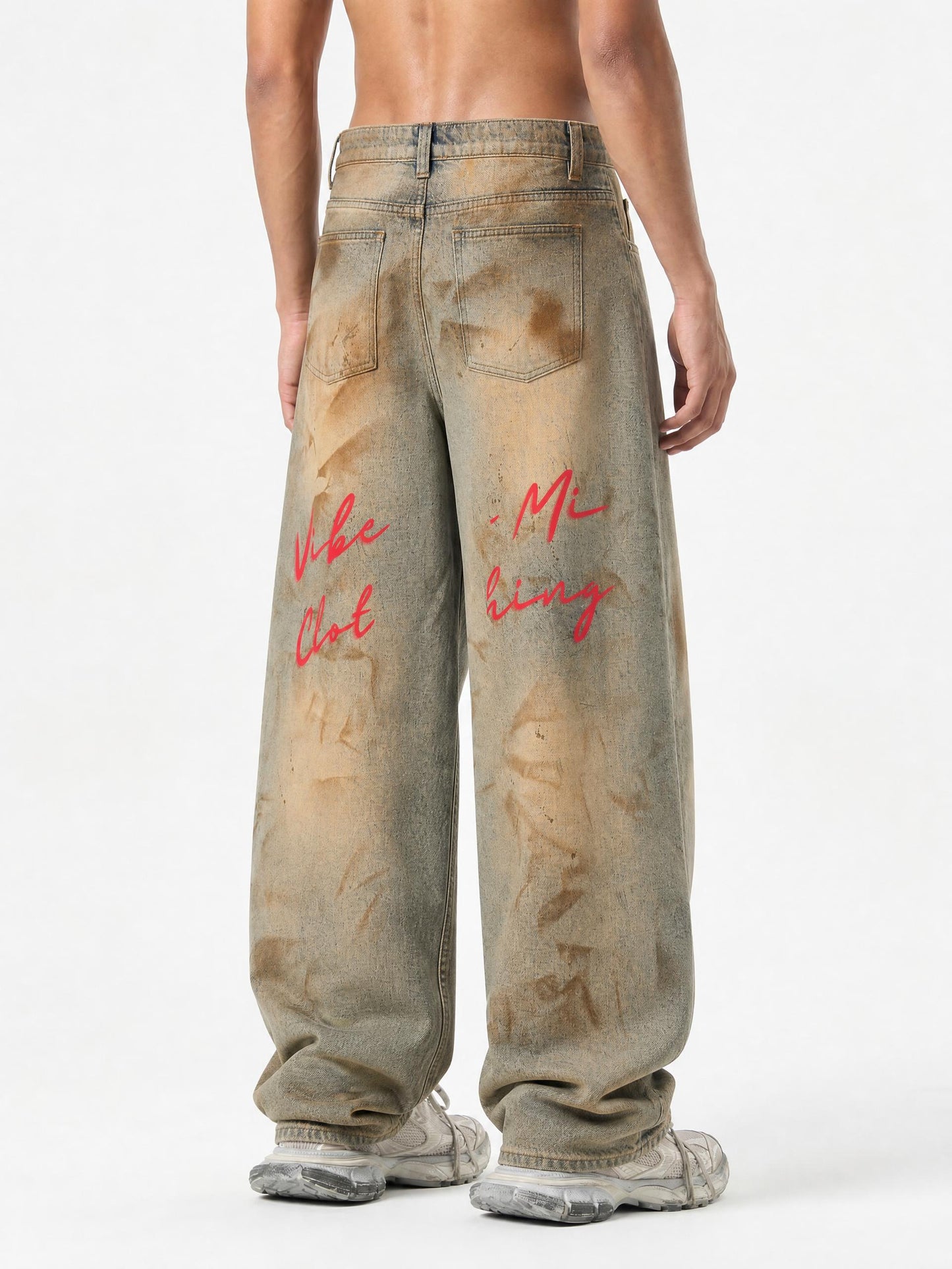 Vibe Mi Clothing Men’s Vintage Wash Barrel Leg Jeans