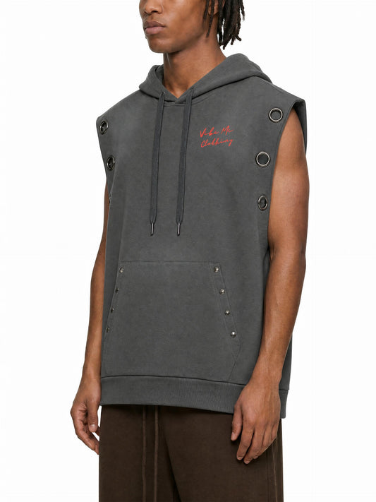 Vibey League Vintage Wash Sun Fade Sleeveless Hoodie