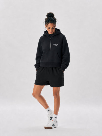 Vibe Mi Clothing Cropped Half-Zip Hoodie