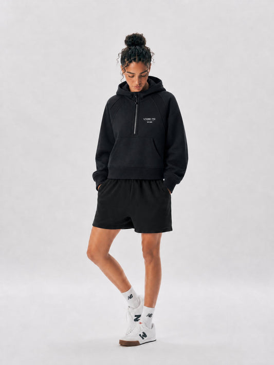 Vibe Mi Clothing Cropped Half-Zip Hoodie