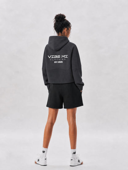 Vibe Mi Clothing Cropped Half-Zip Hoodie