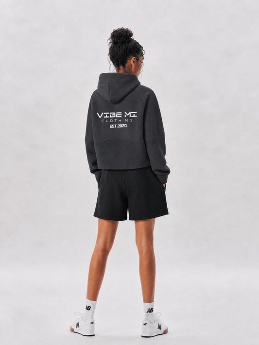 Vibe Mi Clothing Cropped Half-Zip Hoodie