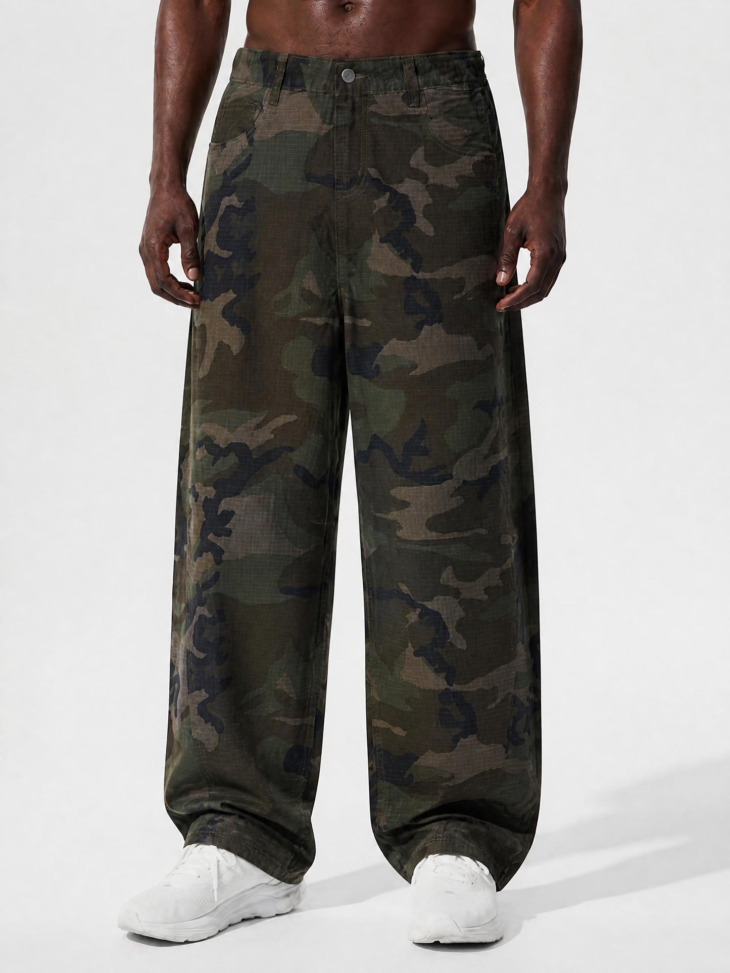 Vibe Mi Clothing Men’s Camo Barrel Leg Cargo Pants