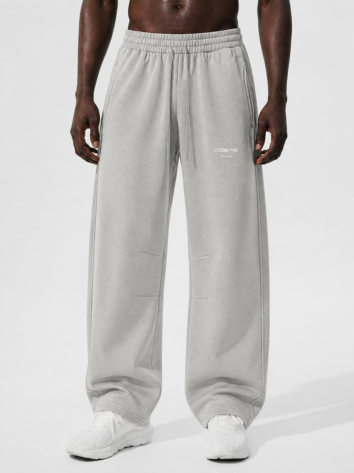 A Vibe Unisex Vintage Wash Barrel Leg Fleece Sweatpants
