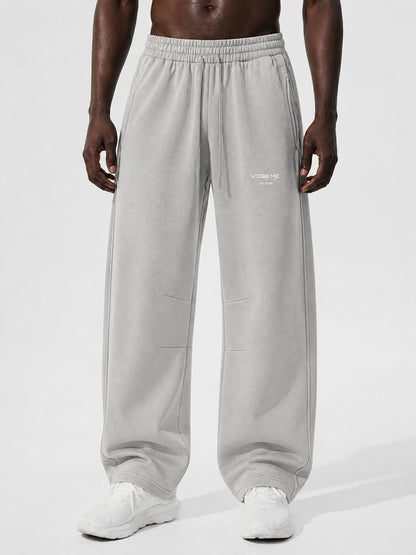 A Vibe Unisex Vintage Wash Barrel Leg Fleece Sweatpants