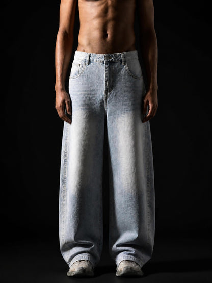 Vibe Mi Clothing Men's Baggy Vintage Wash Sunfade Barrel Leg Jeans