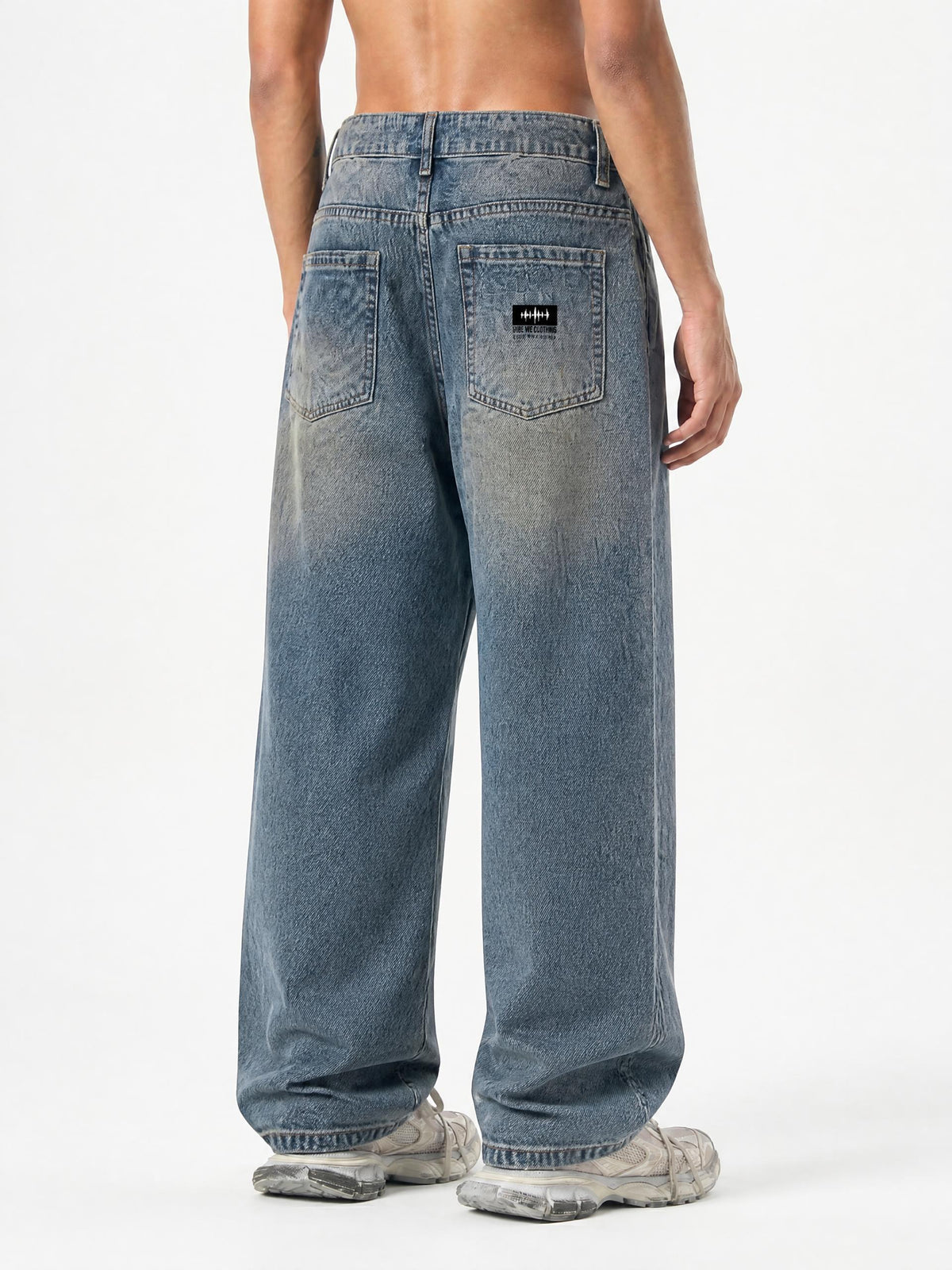 No Stress Men's Distressed Barrel Leg Jeans