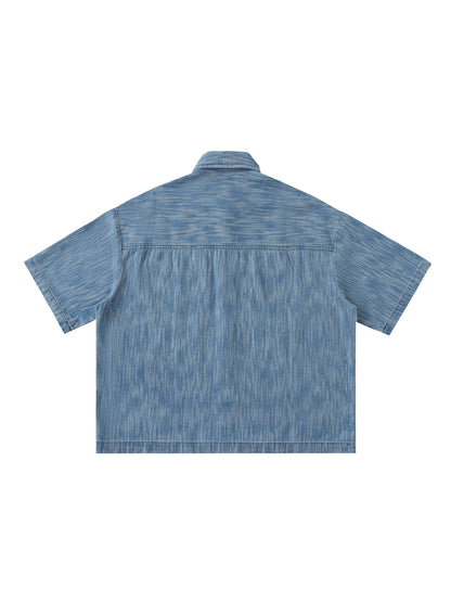 Blue Star ,New ,Distressed wash ,Graphic denim ,Demin shirt ,streetwear ,button up shirt ,boxy t-shirt ,wings t-shirt ,casual shirt 