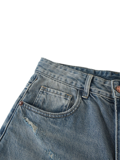 No Stress Men's Distressed Barrel Leg Jeans