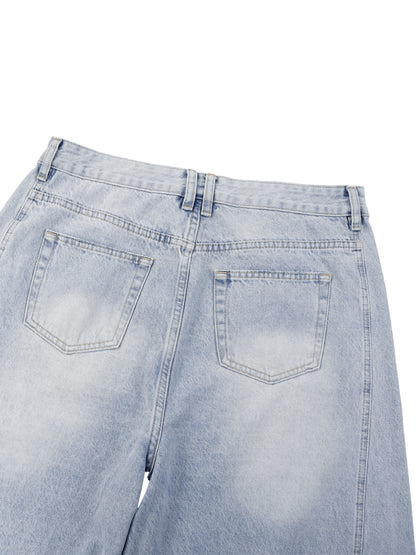 Vibe Mi Clothing Men's Baggy Vintage Wash Sunfade Barrel Leg Jeans