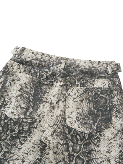 The Vibe Men's Snake Print Barrel Leg Pants