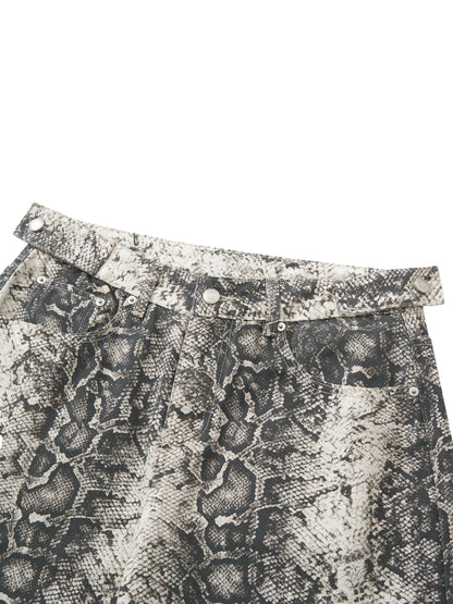 The Vibe Men's Snake Print Barrel Leg Pants
